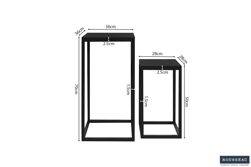 Bijzettafel 'Madeira' 2-delig Mango hout zwart (1c)